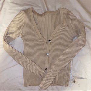 ribbed knit beige/cream button up cardigan
